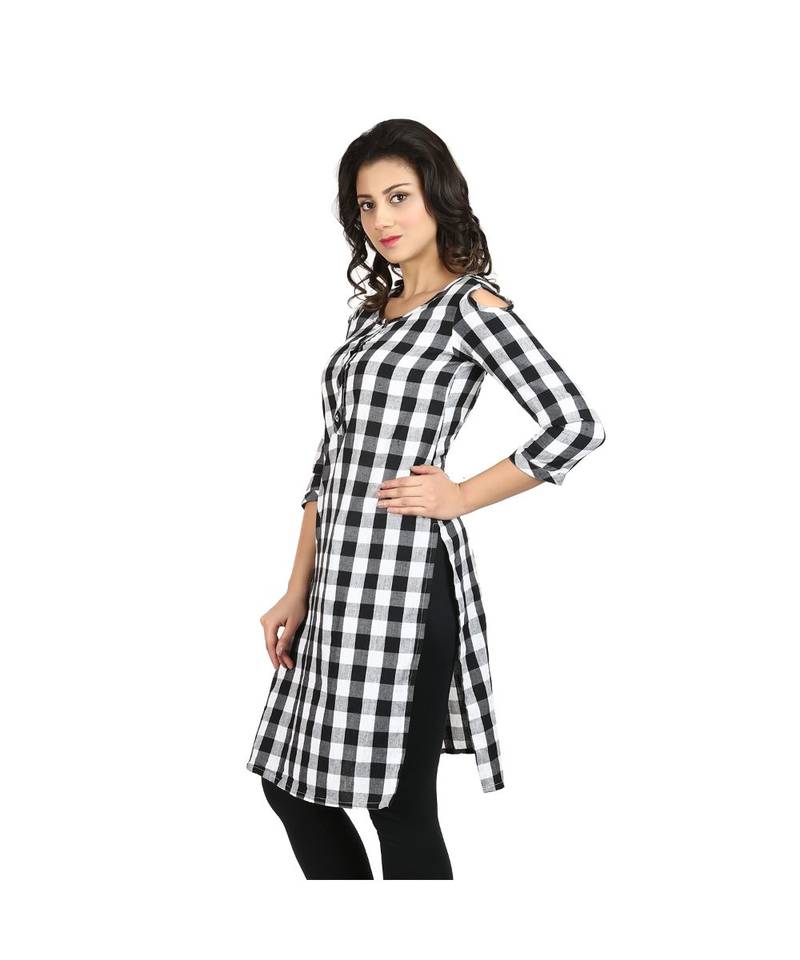 white printed cotton kurti
