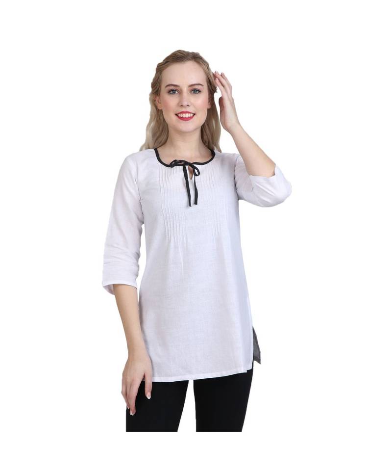 white printed cotton kurti