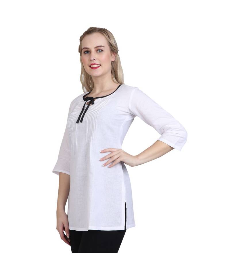 white printed cotton kurti