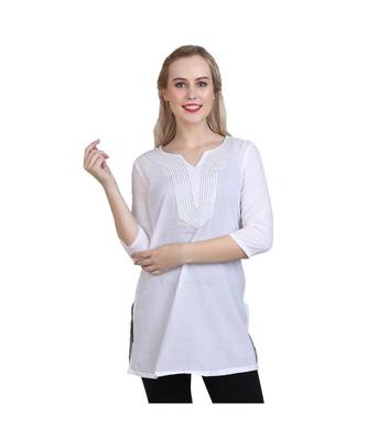 white printed cotton kurti 3