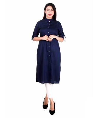 blue printed rayon kurti 1