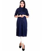 blue printed rayon kurti
