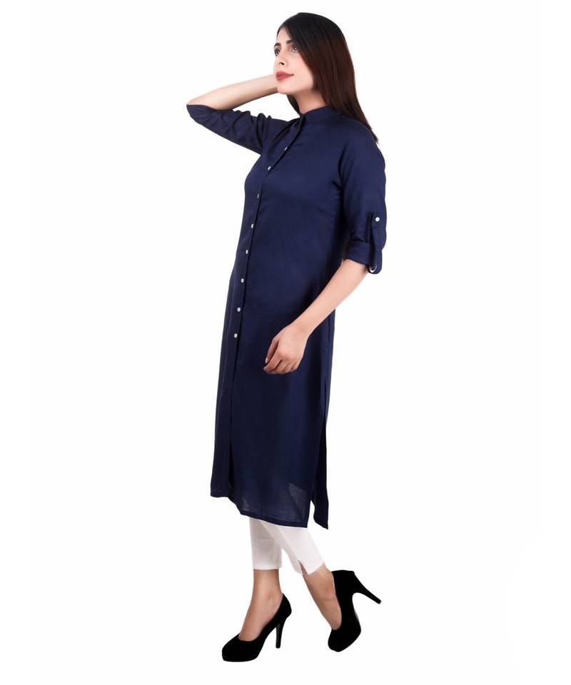 blue printed rayon kurti