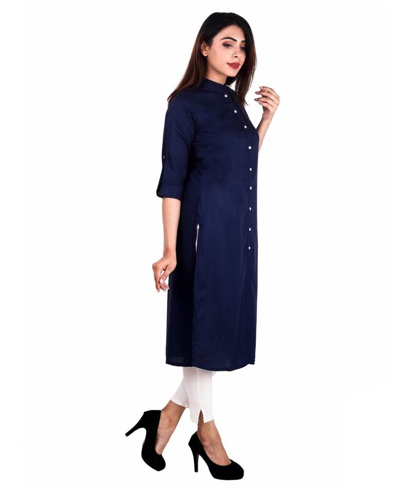 blue printed rayon kurti