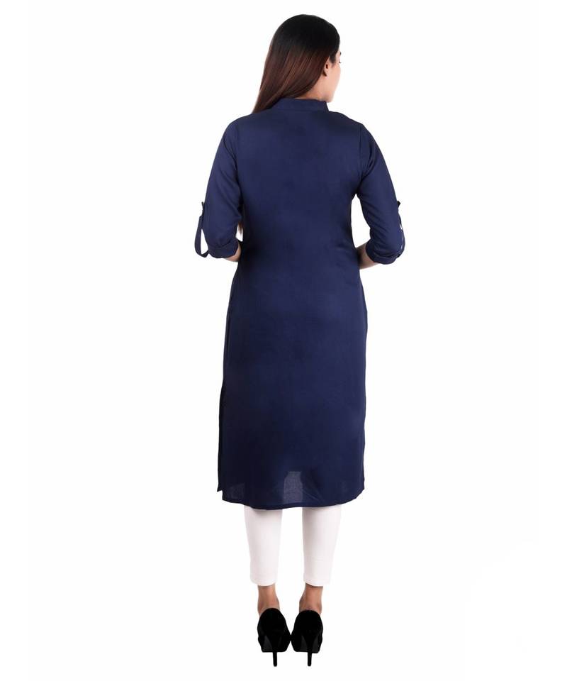 blue printed rayon kurti