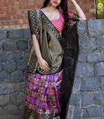Multicolor woven banarasi silk saree with blouse
