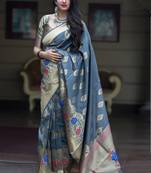 Multicolor woven banarasi silk saree with blouse