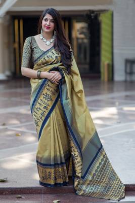 Coffee woven banarasi silk saree with blouse 1