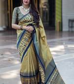 Coffee woven banarasi silk saree with blouse