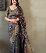 Multicolor woven banarasi silk saree with blouse