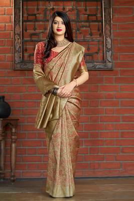 Coffee woven banarasi silk saree with blouse 1