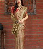 Coffee woven banarasi silk saree with blouse