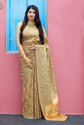 Coffee woven banarasi silk saree with blouse 1