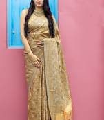 Coffee woven banarasi silk saree with blouse