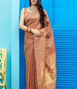 Chiku woven banarasi silk saree with blouse