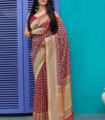 Multicolor woven banarasi silk saree with blouse