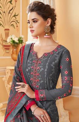 Grey embroidered faux georgette salwar 2