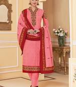 Peach embroidered faux georgette salwar