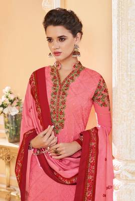Peach embroidered faux georgette salwar 2
