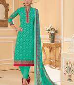 Turquoise embroidered faux georgette salwar