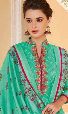 Turquoise embroidered faux georgette salwar 2