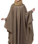 Beige Double Layer Front Open Kaftan Abaya Beige Color