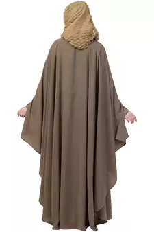 Beige Double Layer Front Open Kaftan Abaya Beige Color