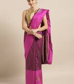 Wine woven silk blend saree with blouse