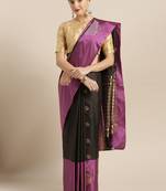 Black woven silk blend saree with blouse