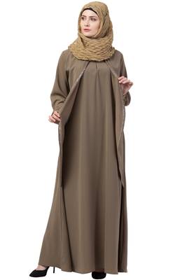Beige Double Layer Abaya 1