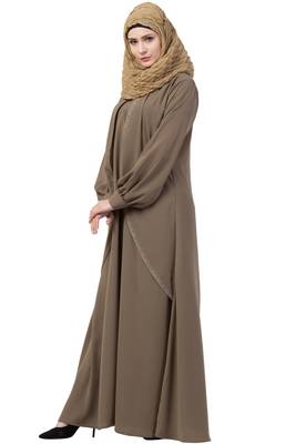Beige Double Layer Abaya 2