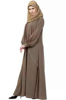 Beige Double Layer Abaya