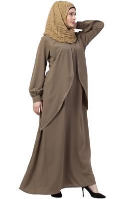 Beige Double Layer Abaya 3
