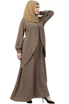 Beige Double Layer Abaya