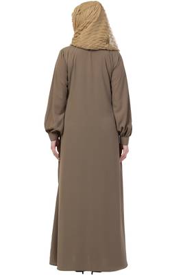 Beige Double Layer Abaya 4