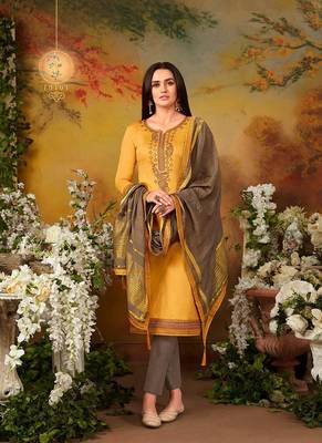 Yellow embroidered cotton salwar 1