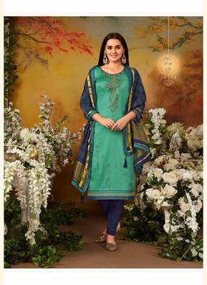 Sky-blue embroidered cotton salwar 1
