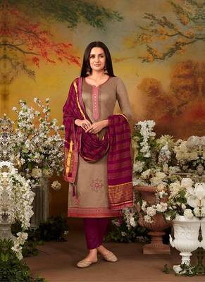 Brown embroidered cotton salwar 1