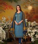 Sky-blue embroidered cotton salwar