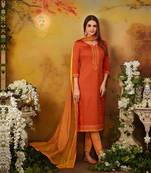 Orange embroidered cotton salwar