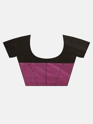 Black woven silk blend saree with blouse 4