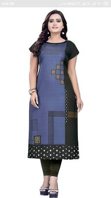 Grey Printed Crepe Kurtas-And-Kurtis 1