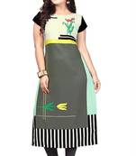 Grey Printed Crepe Kurtas-And-Kurtis