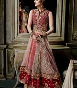 Red embroidered net salwar