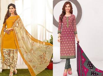 Combo Of 2 Printed Synthetic Unstitched Salwar With Dupatta 1
