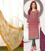 Combo Of 2 Printed Synthetic Unstitched Salwar With Dupatta