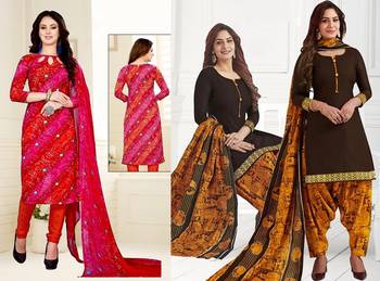 Combo Of 2 Printed Synthetic Unstitched Salwar With Dupatta 1