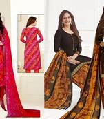 Combo Of 2 Printed Synthetic Unstitched Salwar With Dupatta