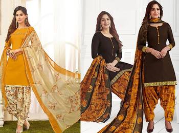 Combo Of 2 Printed Synthetic Unstitched Salwar With Dupatta 1