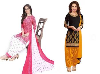 Combo Of 2 Printed Synthetic Unstitched Salwar With Dupatta 1
